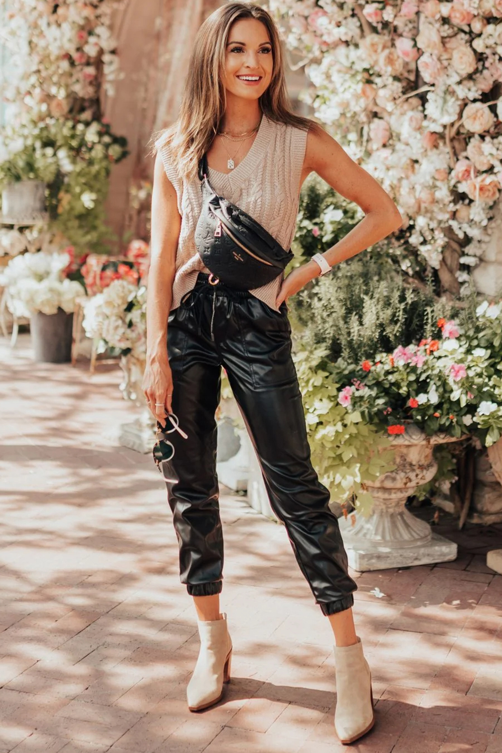 Casuashion Essential Black Faux Leather Joggers - Sleek & Comfortable Fit!