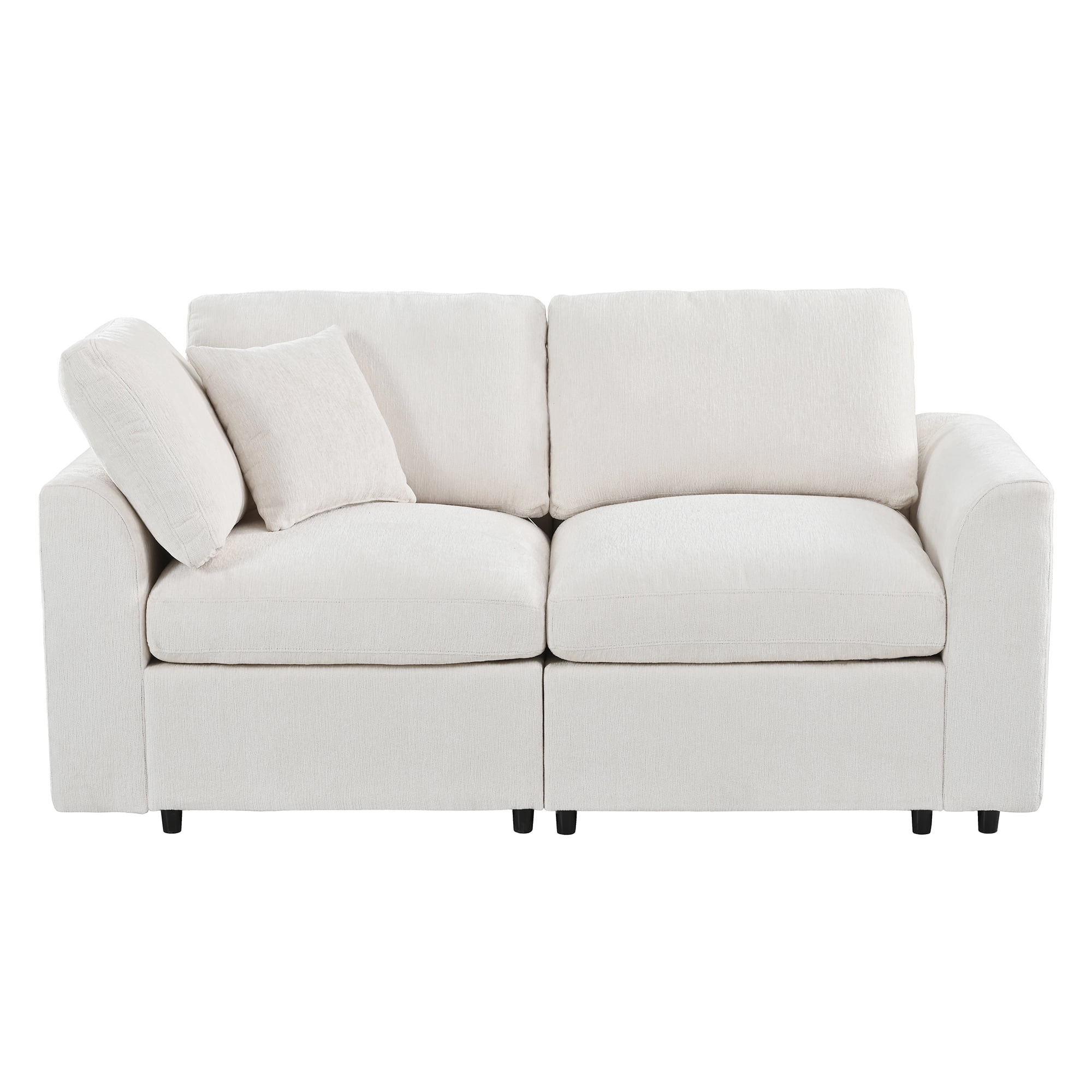 Howcool 72.8"W Modern Loveseat Sofa,Soft Chenille 2-Seater Sofa Couch with Deep Seat & Accent Pillow for Living Room,Apartment,Beige