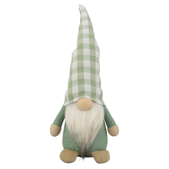 Northlight 12.25" Spring Gnome with Green Plaid Hat