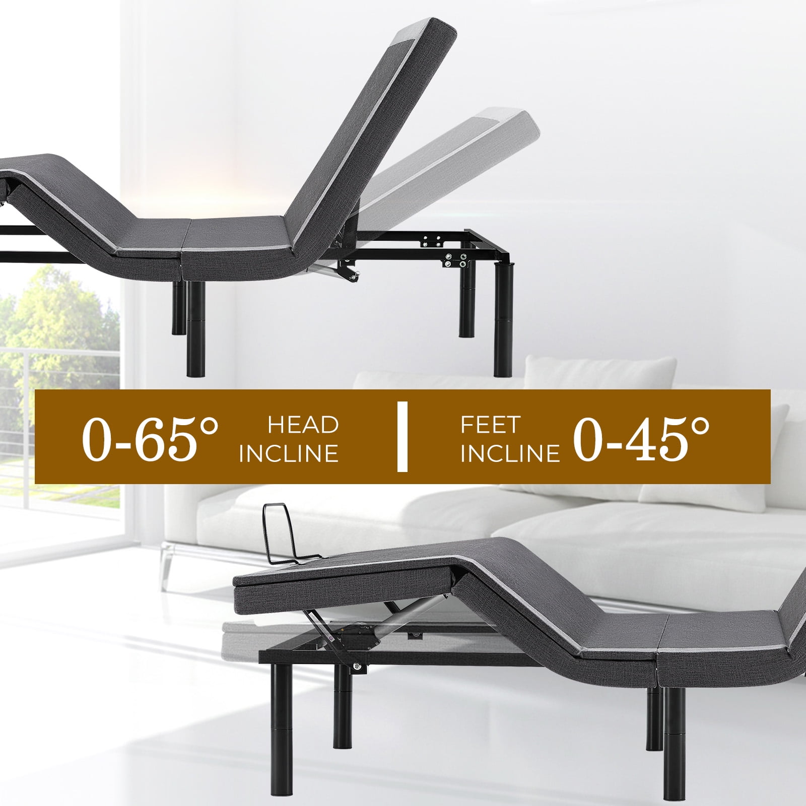 CONCETTA Electric Bed Queen Size, Zero Gravity Bed with Wireless Remote, Ergonomic Adjustable, 2 USB Ports, Black