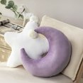 thumbnail image 2 of Phantoscope Soft Velvet Moon Character Decorative Throw Pillow with Pom Pom for Kid's Bedding, 18" x 16", Light Purple, 1 Pack, 2 of 6