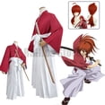 thumbnail image 2 of Disfraz de Anime Rurouni Kenshin Himura Kenshin, peluca, kimono Himura, traje de Kendo Haori, uniforme clásico unisex para Halloween, 2 of 5