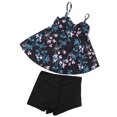 thumbnail image 4 of Vestido de baño estampado con tirantes finos, elástico, moderno, transpirable, de gran tamaño, con flores, talla L, 4 of 15