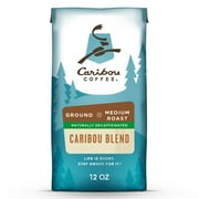 Caribou Coffee Decaf Caribou Blend Ground Coffee, Premium Medium Roast, 100% Arabica, 12 oz
