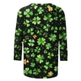 thumbnail image 4 of Ounisa T-Shirt pour Femmes à Manches 3/4 Col Ras du Cou Chandail Imprimé de la Saint-Patrick Coupe Ample Décontracté Mode Tendance Hauts P-3TG, 4 of 5