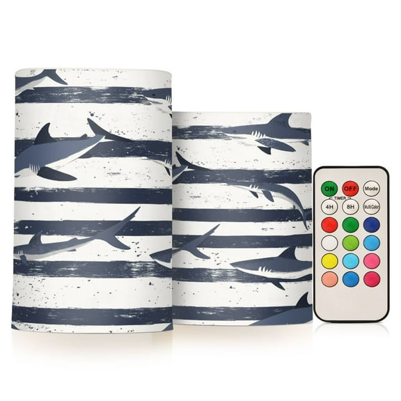 Yayeee Flameless Candles with Remote Flickering Battery Operated Multi Color Changing, Light Sharks