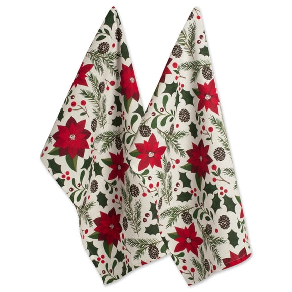 DII Christmas Printed Dishtowel Set 2 Piece, 18x28", Woodland Holiday