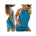 thumbnail image 3 of Wangscanis Robe d'Été Tricotée pour Femme, Jupe Dos Nu à Col Noué de Couleur Unie, 3 of 9