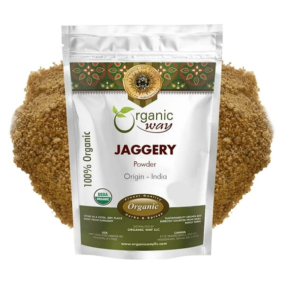 Organic Way Jaggery Powder | Natural Sweetener for Cooking, Baking, and Beverages | Unrefined, Healthy Alternative to Sugar, Vegan, Gluten-Free, and Non-GMO | 1/2 lbs