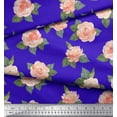 thumbnail image 3 of Soimoi Blue Rayon Fabric Leaves & Faith Rose Floral Printed Fabric 1 Yard 42 Inch Wide, 3 of 3