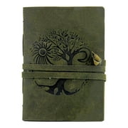 Leather Journal for women and men embossed 8 x 6 inch Handmade Lined craft paper tree of life sun and moon notebook writing notepad book of shadows journal