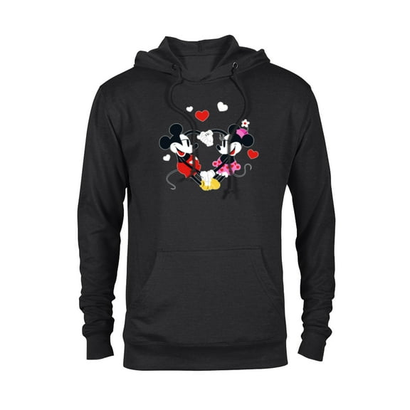 Disney Mickey and Minnie Hearts Valentine’s Day - Pullover Hoodie for Adults – Customized-Black