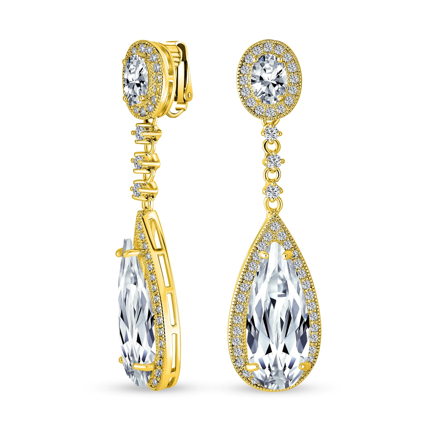 18K Traditional Hoop Earrings Bridal Goldplated Drop/Dangle Fashion Jewelry 