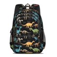 thumbnail image 2 of Dinosaur Skeleton Black Pattern Backpack for School, Cute School Bag with Adjustable Shoulder Straps and Padded Back, 16.9"x12.6"x5.9", 2 of 4