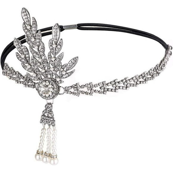 HSHDLDF 1920s Flapper Vintage Leaf Gatsby Crystal Headpiece