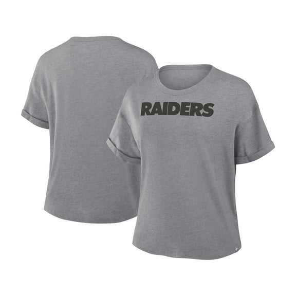 Women's Fanatics Heather Gray Las Vegas Raiders Swing Pass Tri-Blend Boxy T-Shirt
