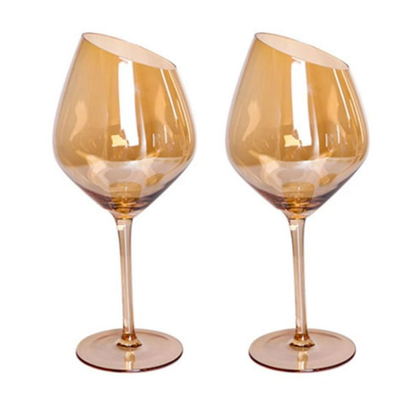 Oblique Cut Red Wine Champagne Glass Home Colorful Amber Smokey for Grey Glasses Restaurant Bar for Creative Goblet