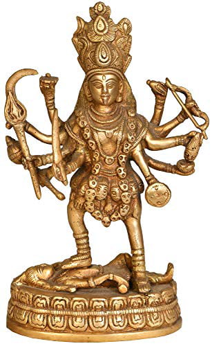 Color Natural Brass Color Exotic India Goddess Kali Brass Sculpture