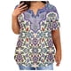 thumbnail image 1 of Camisetas Casuales de las Mujeres Largo Casual Impreso Cuello Redondo Suelto Top, Camiseta de Verano de Manga Corta, 1 of 3