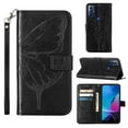 thumbnail image 1 of SaniMore Case for Motorola Moto G Play 2023 (6.5"), PU Leather Skin with Luxury Embossed Butterfly [Wrist Strap & Card Slots & Flip Kickstand] Full-body Shockproof Business Wallet Cover, Black, 1 of 7