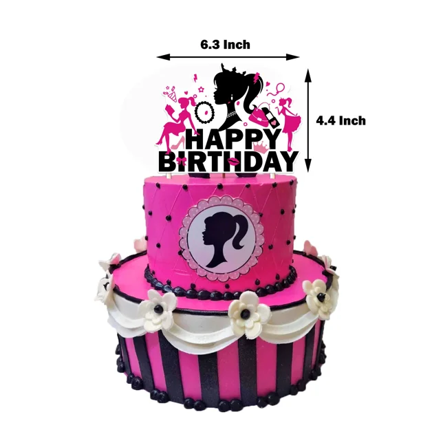 Juego de vajilla para fiesta de cumpleaños de Barbie, pancarta desechable para tarta, bandera colgante, globos de Barbie, decoración de cumpleaños