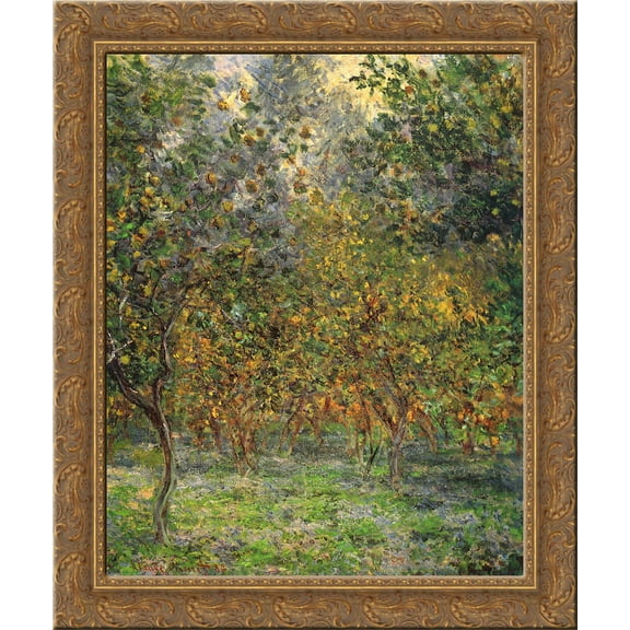 Under the Lemon Trees 20x24 Gold Ornate Wood Framed Canvas Art by Monet, Claude
