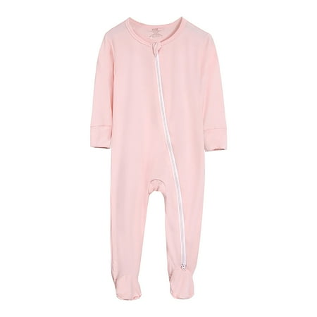 

Zhaghmin Long Sleeve Baby Footies Pajamas Bodysuits with Zipper Girls Boys Solid Color Cotton Warm Sleepers Rompers Size0-3 Months Pink