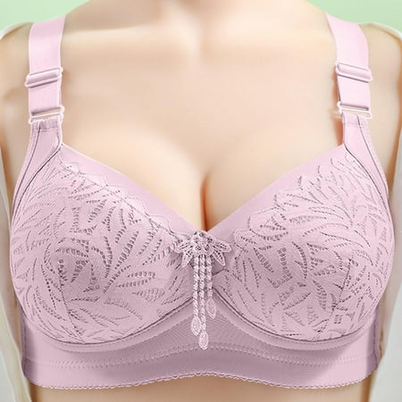 Mrasaso Under 10! Workout Tops for Women Women Nylon Bra Women s Embroidered Large-Size BraThin-Style Ventilated No Steel Rings(1pc Bra) Gray|38/85