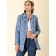 thumbnail image 3 of Chaqueta Vaquera Holgada De Manga Larga Con Lazo En La Cintura Informal Para Mujer Azul polvoriento L, 3 of 6