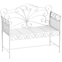 Topcobe 43" Garden Bench, Outdoor Patio Bench with Armrests, Metal Porch Bench for Backyard, Poolside, Lawn, Modern Furniture for Outdoor, Cream White