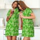 thumbnail image 4 of Fotbe Green Cucumber Bata de Dormir para Mujer con Estampado, Camisón de Algodón de Manga Corta, Ropa de Dormir Casual, 4 of 6