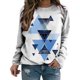 thumbnail image 1 of Camisas informales de manga larga para mujer, sudadera de cuello redondo con estampado de rombos geométricos, jersey de cuello redondo, Tops tipo túnica holgados Pompotops  FGAJ1165, 1 of 6