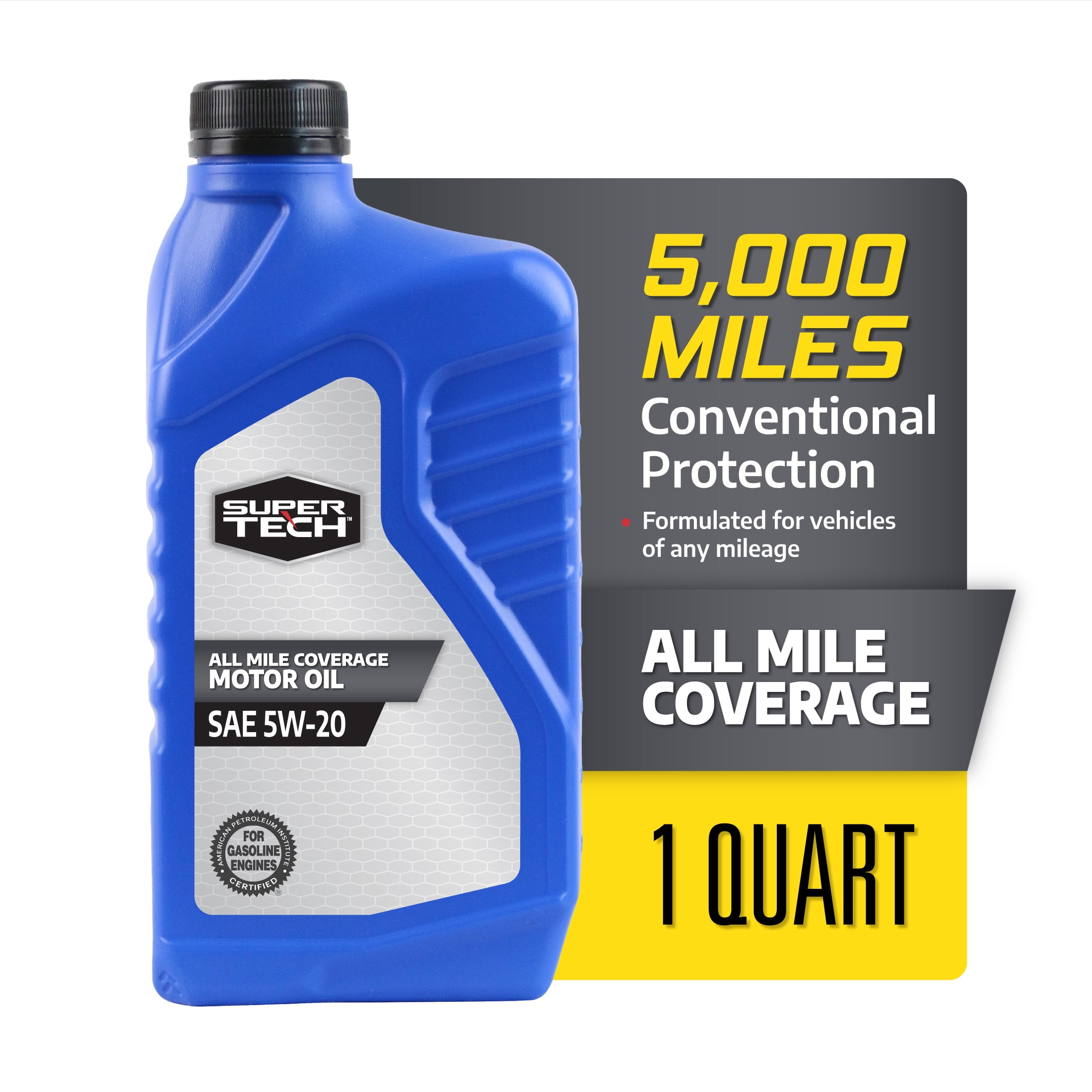 (4 pack) Super Tech All Mileage Synthetic Blend Motor Oil SAE 5W-20, 1 Quart