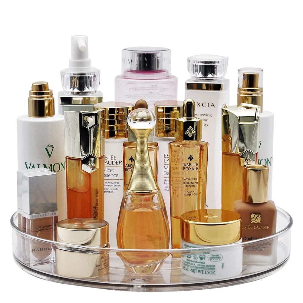 SUPTREE Clear Rotating Lazy Susan Turntable Organizer for Kitchen Cabinets Spices 10.6 inch Storage Containers