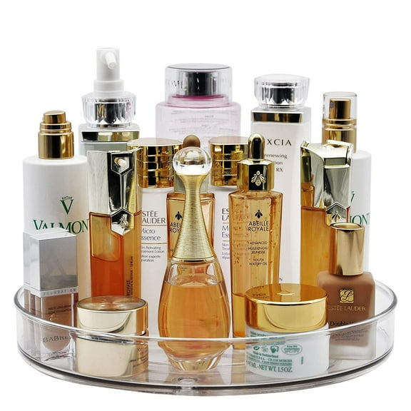 SUPTREE Clear Rotating Lazy Susan Turntable Organizer for Kitchen Cabinets Spices 10.6 inch Storage Containers