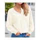 thumbnail image 5 of Suéter de Cuello Redondo con Botones para Mujer, Larga, Estilo Henley, Ideal para Otoño. Camisetas Tipo Jersey de Punto Suelto y Moderno. S, 5 of 7