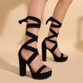 thumbnail image 2 of Ramiter Women Shoes Heels for Women Large Size New Suede Strap High Heels Women's Solid Color Fish Mouth Platform Bag Heel Thick Heel Sandals,Black, 2 of 5