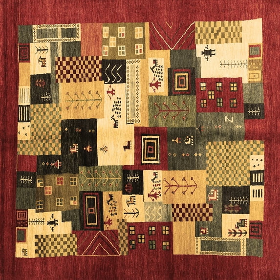 Ahgly Company Indoor Square Abstract Brown Contemporary Area Rugs, 5' Square