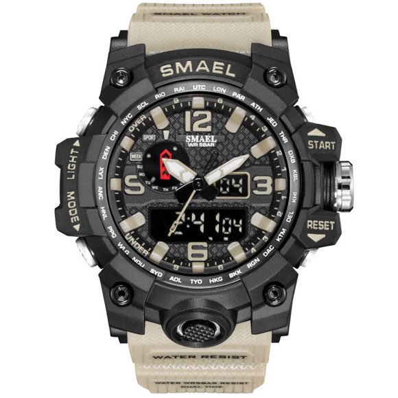 SMAEL Men Military Watch 50m Waterproof Wristwatch LED Quartz Clock Digital Sports Watches