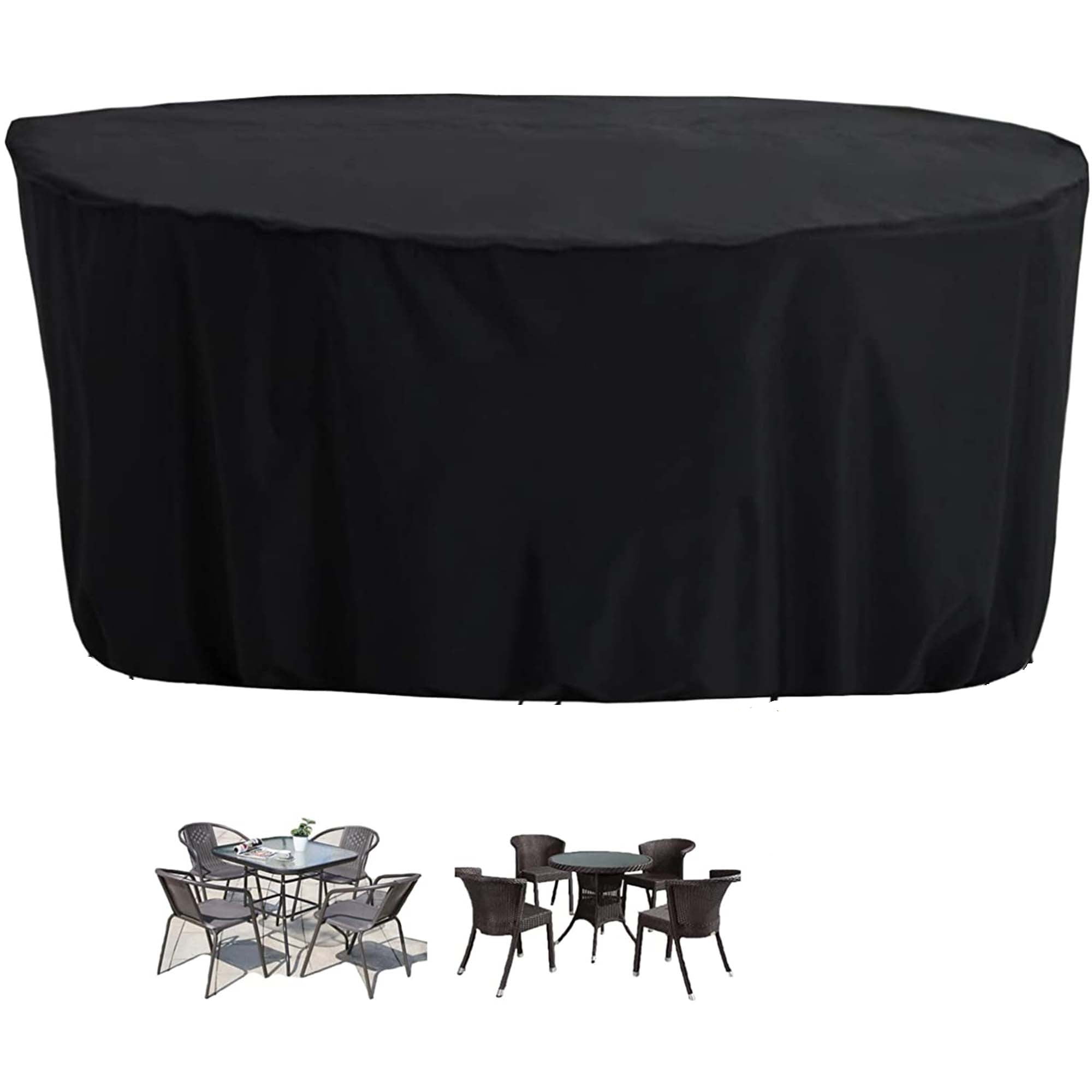 Patio Table Cover Round 62 Inch, Durable Outdoor Table-Chairs Furniture Set Cover, Tear Resistance Windproof Garden Cover Round (62' D x 27' H)