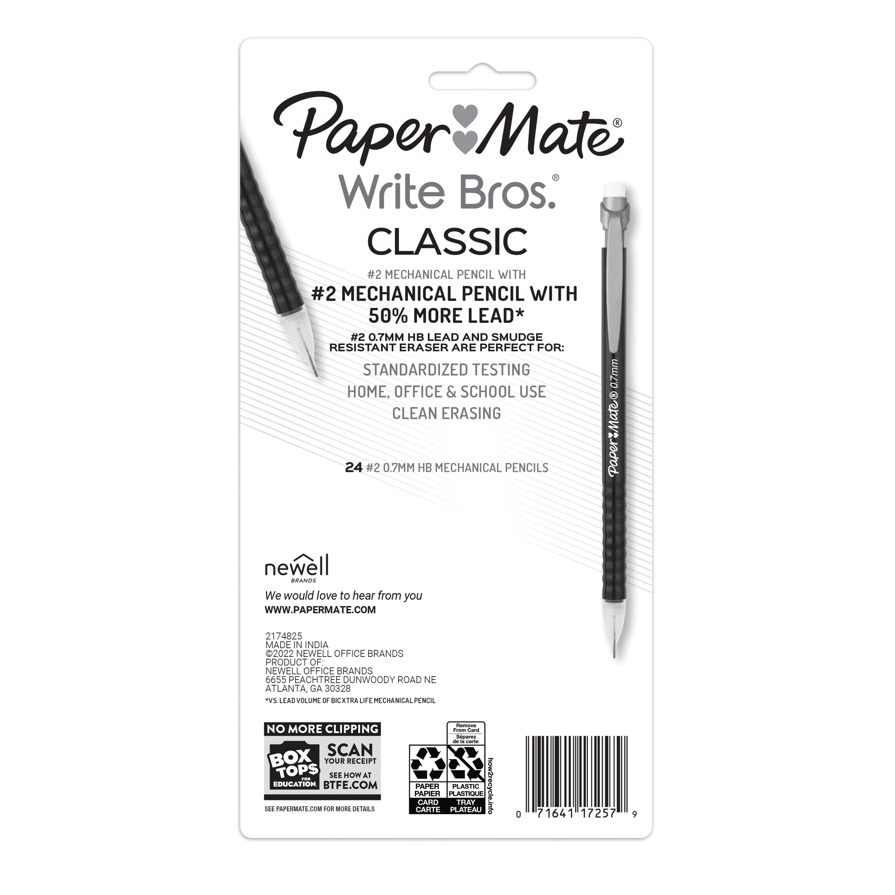 Portaminas mecánicos Paper Mate, Write Bros. Classic #2, colores surtidos, 0.7mm, 24 unidades 5