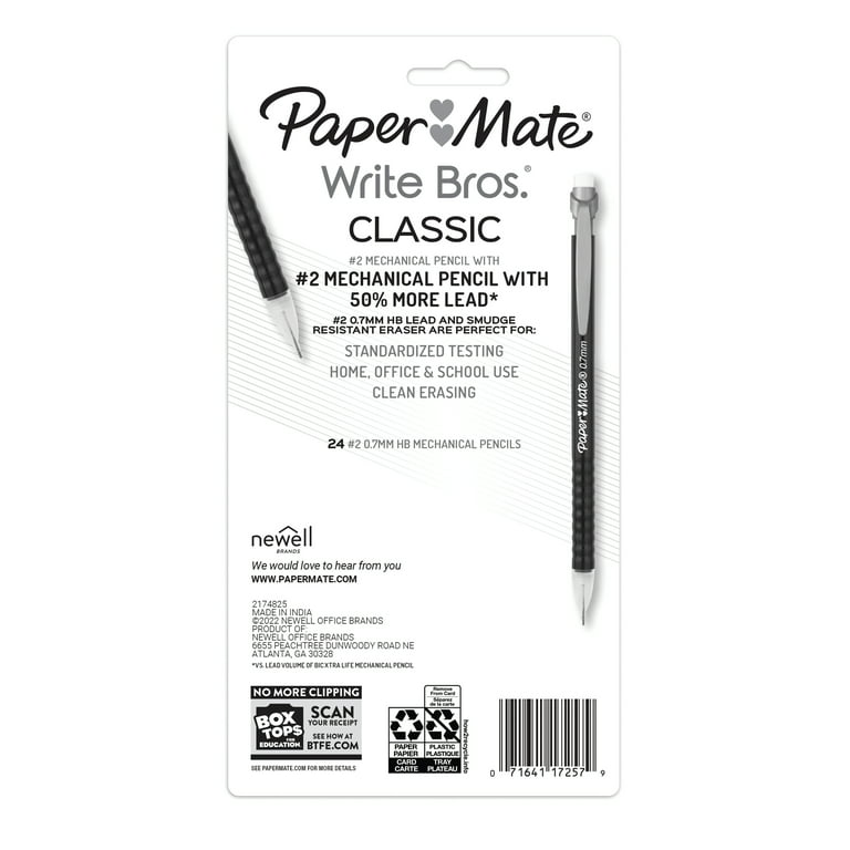 Paper Mate Mechanical Pencils, Write Bros. Classic #2 Pencil, Great for  Standardized Testing, 0.7mm, 24 Count