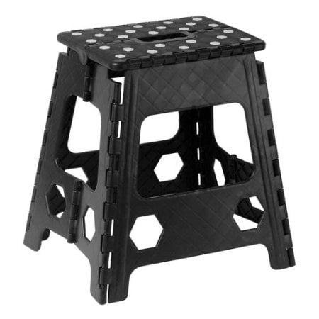 Skid resistant and open with one flip The lightweight foldable step stool is sturdy enough to support adults & safe enough for kids 11 Height Holds up to 300 Lb Super Strong Folding Step Stool