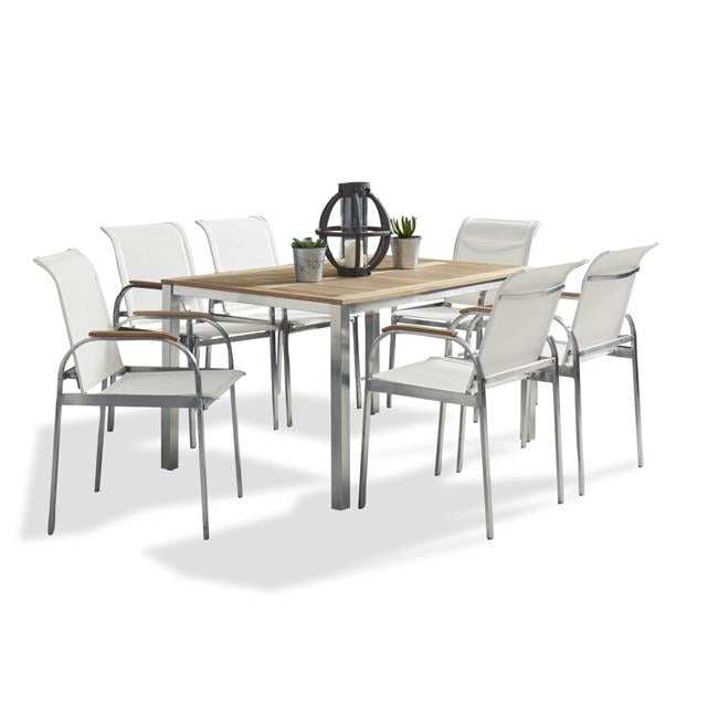 Homestyles 5650-3782 7 Piece Aruba Outdoor Dining Set, Off-White
