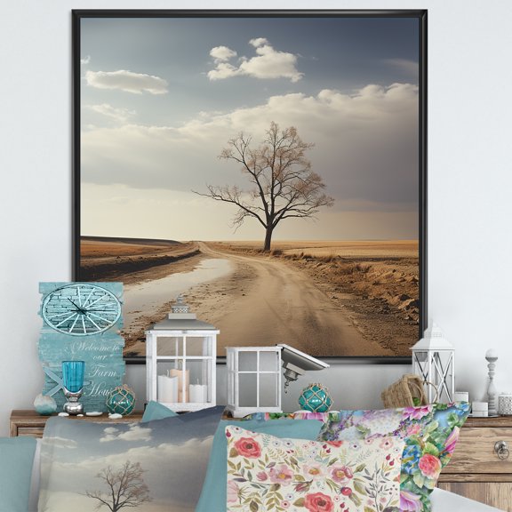 Designart "Tranquil Minimalism: Prairie Photography" Minimalism Floater Framed Wall Art Prints