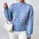 thumbnail image 2 of Jersey de gran tamaño de color liso para mujer suéter de punto elástico ligero atuendo diario, 2 of 9