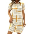 thumbnail image 2 of Women's Plus Size Linen Blend Short Sleeve Dresses Solid Color Loose Shirt Collar Casual Dress, 2 of 6