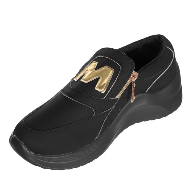 Espadrilles pour Femmes Chaussures Adultes Espadrilles Mode Décontractée Confortables à Semelles Compensées avec Fermeture Éclair Chaussures de Course, Noir, 9