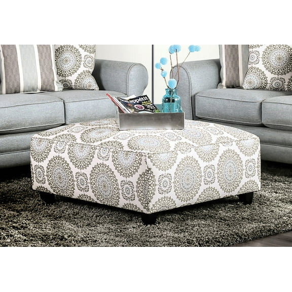 Furniture of America Contemporary Woven Fabric Torrey Ottoman, Blue Gray