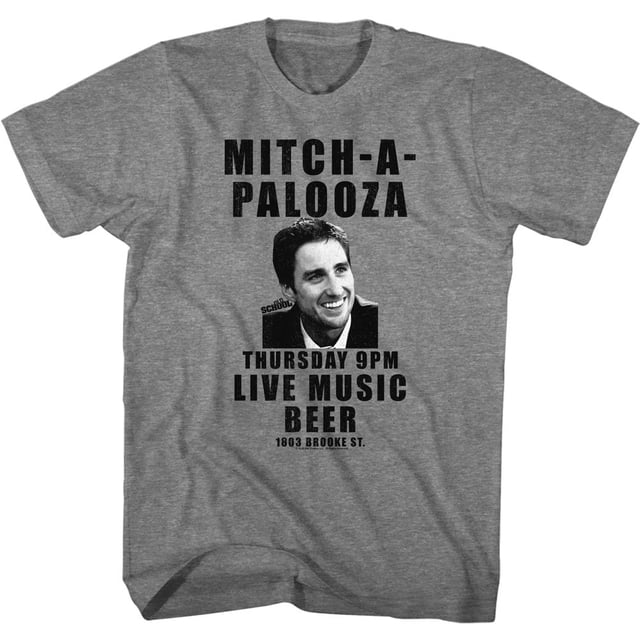 Old School Mitch A Palooza Graphite Heather Adult T-Shirt 5Xl